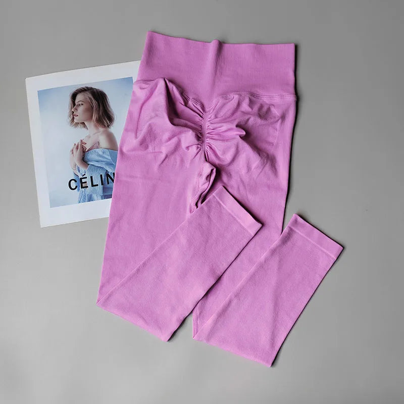 High Waist Belly-tightening Peach Buttocks Fitness Pants Unrestrained Cycling Pilates Skin-friendly High-elastic Yoga Leggings.