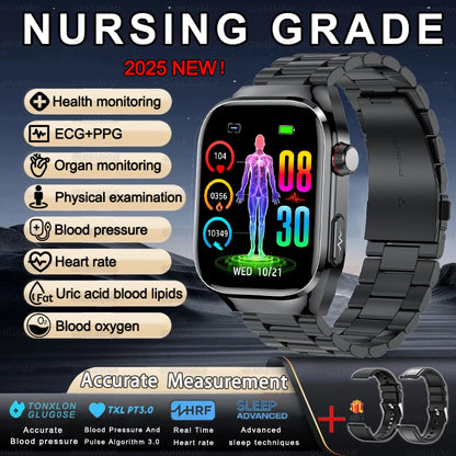 2025 New For XIAOMI Uric acid Blood lipids Smart Watch Men ECG+PPG Blood pressure Blood oxygen Bluetooth Call Health Smartwatchs