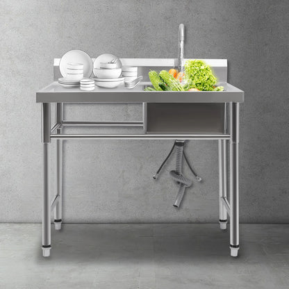 [Edelstahlspüle] 201 Edelstahlspüle – 100 x 60 x 93 cm – für gewerbliche Räumlichkeiten – tiefes Becken