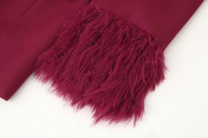 KONDALA 2025 Burgund Quaste Büro Dame Anzüge Einreiher Gerade Blazer + Moderne Gerade Lange Hosen Mode Weiblichen Anzug