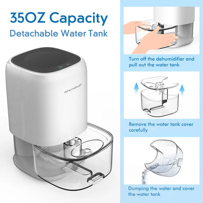 1000ML Air Dehumidifier for Bedroom Home Appliances with Air Filter  280 sq. ft Mini Portable Utral Quiet Auto Shut Off  Closet.