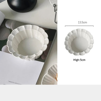 Ahunderjiaz-French Beige Ceramic Tableware Set, Underglaze Dessert Tray, Rice Bowl, Fish Plate, Kitchen Tableware Set, Cream Sty