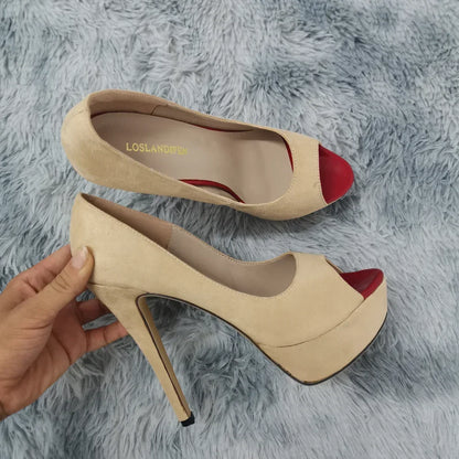 Men's Platform High Heels 14cm Cross-dresser Unisex Drag Queen Sandals Sexy Peep Toe Ankle Strap Stilettos Pumps Party Shoes