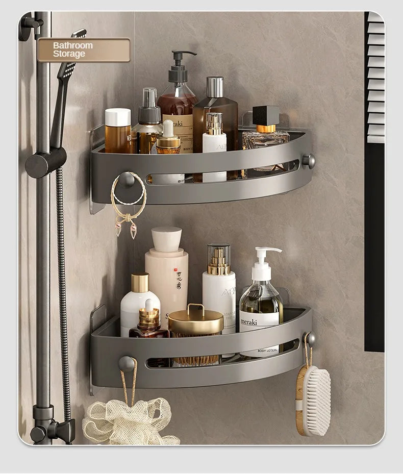 2PCS Badezimmer Regale Küche Lagerung Organizer Kunststoff Shampoo Rack Dusche Regal Bad Zubehör Kein Bohrer Regal