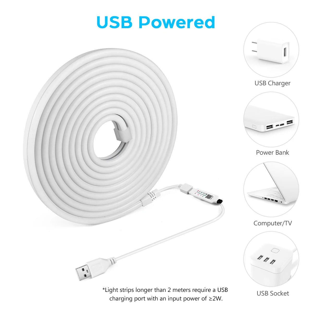 1M 2M 3M 5M RGB Neon LED Strip Light Bluetooth/IR Remote Control 5V Smart USB Silica Gel Tube LED Neon Light Room Decor Lamp.