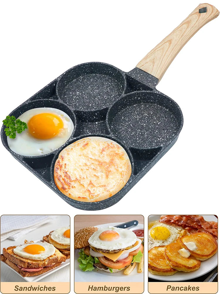 LMETJMA Egg Frying Pan Nonstick Pancake Pans 4-Cups Cookware Pancake Pan Egg Pan Suitable for Gas Stove Induction Cooker JT87.