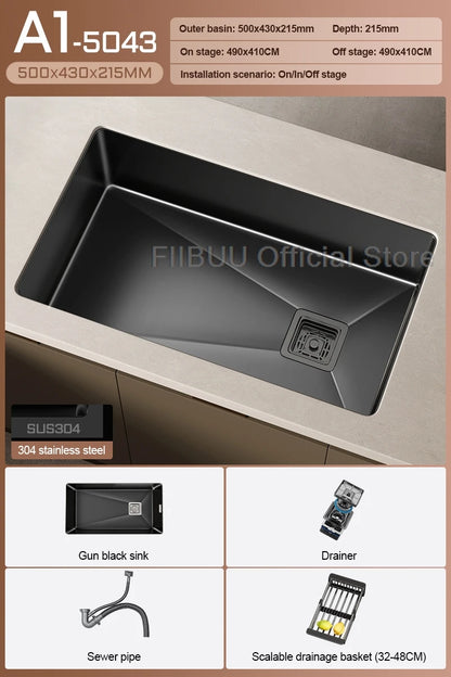 304 Stainless Steel Kitchen Sink Single Bowl Thickened Material Undermount Basin Vegatable Workstation With Drain Accessories