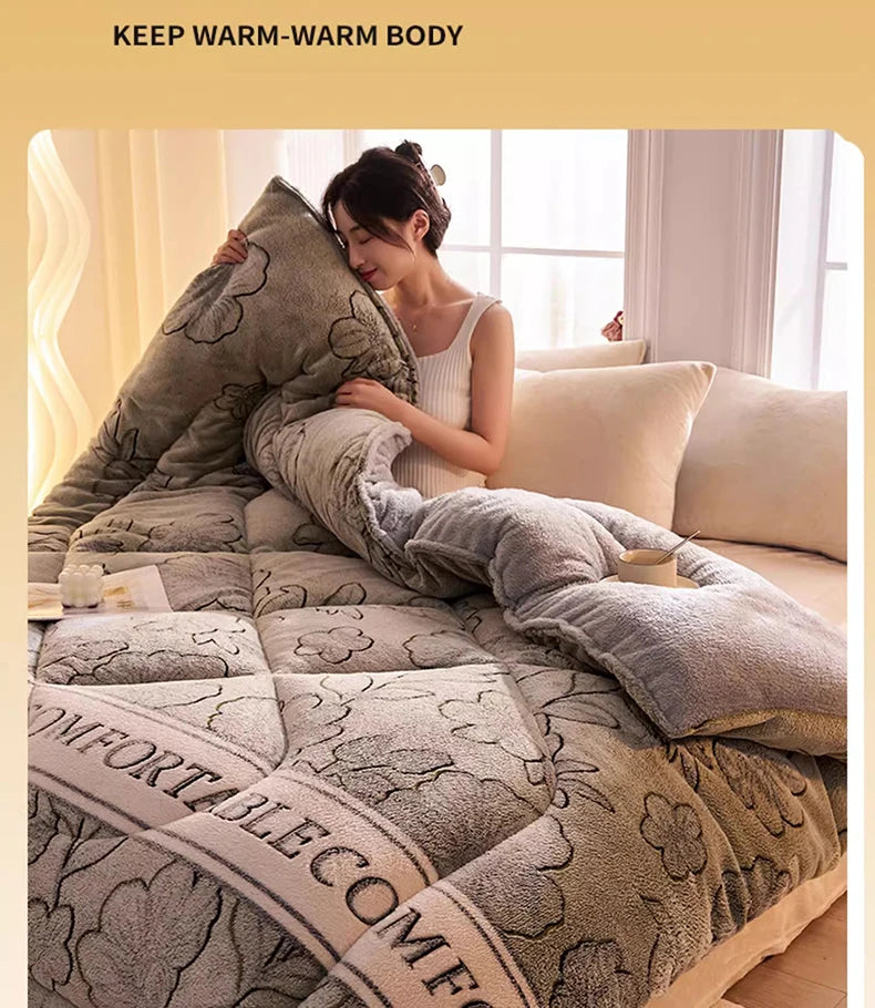 Lamb fleece  - et winter super warm quilt autumn spring bedding milk fleece comforter 5kg thickened dormitory single double.