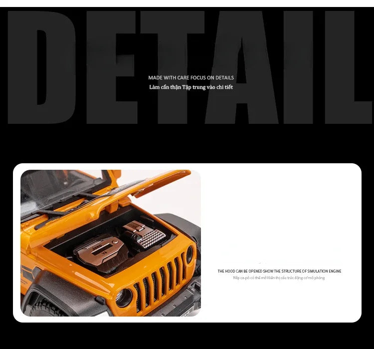 1:32 Jeep Wrangler Rubicon Off-road car Alloy Model Car Toy Diecasts Metal Casting Sound and Light Car Toys For Children Vehicle.