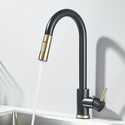 Pull Out Kitchen Faucet 2-Ways Stream/Shower Sprayer Head Deck Mounted Hot and Cold Water Mixers Single Handle Taps