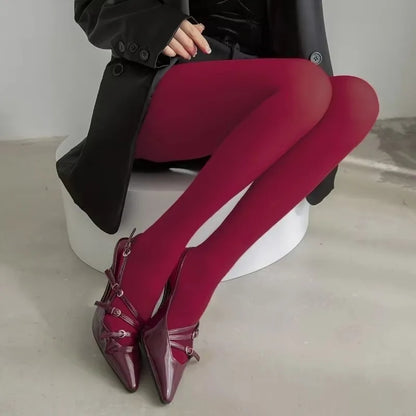 1/2Pcs Wine Red Stocking Tights Women Vintage Sexy Burgundy Thin Thick Super Elastic Anti-Hooker Senior Pantyhose Long Socks