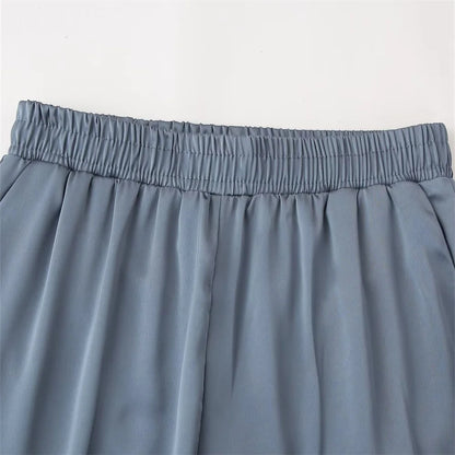 Summer New Product Women's Style Flip Collar with Beaded Embroidered Shirt, High Waist Straight Leg Pants Set.