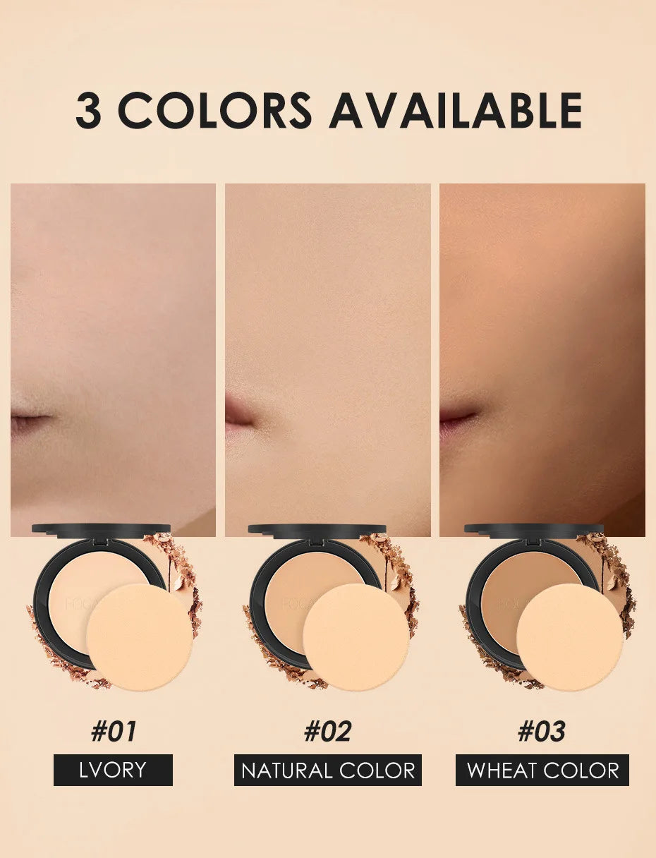 FOCALLURE 3 Colors Make Up Face Powder Brighten Oil-control Nude Makeup Pressed Powder Foundation Makeup Base Cosmetics.