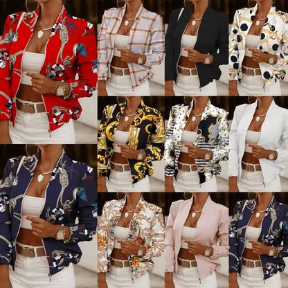 Mode Frauen Jacken Dünne Kurze Mäntel Herbst Vintage Print Lange Sleeve Zipper Dünne Jacke 2024 Casual Oberbekleidung Weibliche Jacke