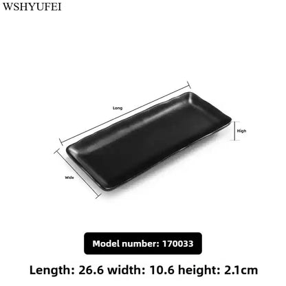 Black Melamine Plate Plastic Barbecue Dish Commercial Cutlery Kitchen Dinner Plates Not Easily Broken Tableware Accessories