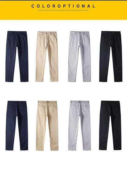 Winter Casual Men Classic Style Business Warm Plush Trousers Regular Thick Fur Pants Male Fleece Elastic Straight Formal Pants.