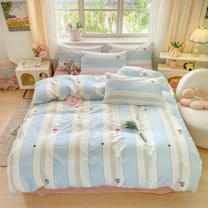 2025 new Cotton Duvet Cover Set with 2 Pillowcases 1 bed sheet - Elegant & Breathable Bedding Set,Fade-Resistant, Multiple Sizes