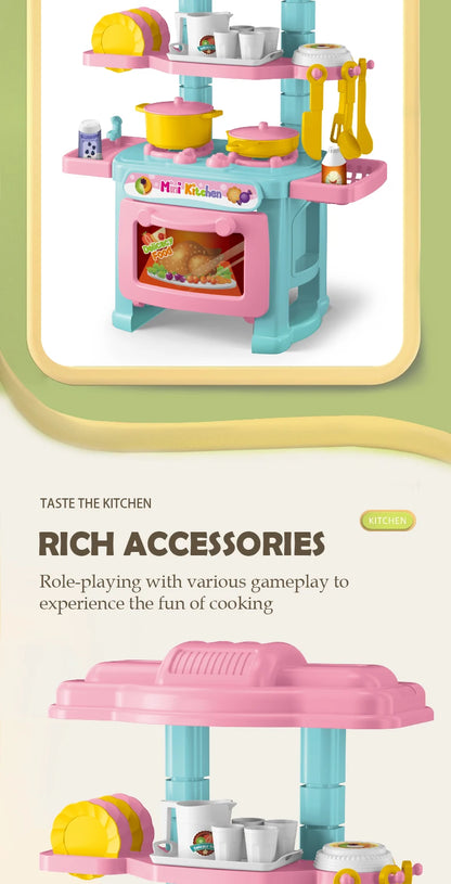 Kitchen Playset Toys, 2 Color Random Play Food Set Accessories Play Sink & Oven, Toddler Kitchen Mini Cutting for Boys and Girls.