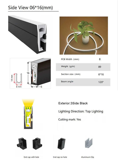 Black Led Neon Silica Gel Tube Diffuser Soft Rope Tube IP67 Waterproof For WS2812B SK6812 WS2811 5050 RGB Flexible Strip Light.