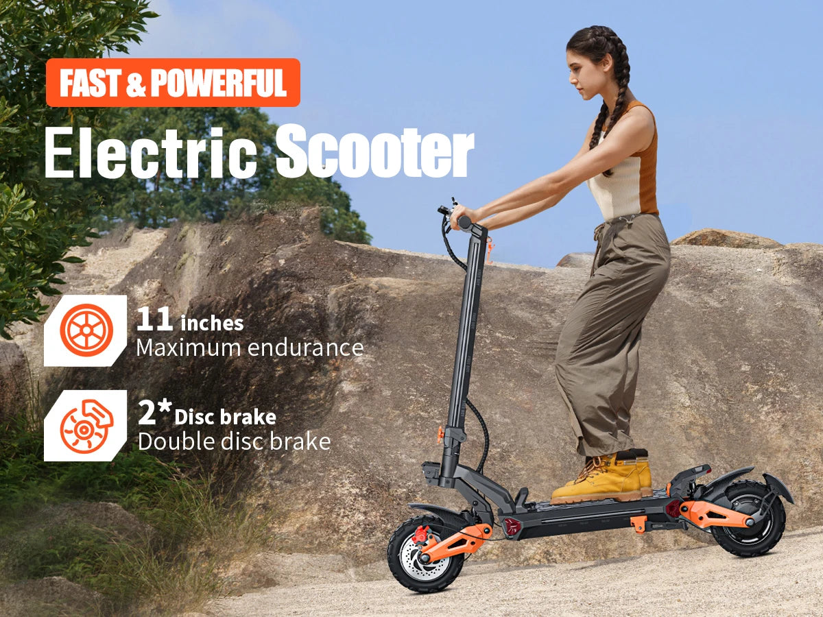 Dual Motor Powerful Electric Scooter, 80km Range, Load 200kg, Foldable Fast Electric Scooter for Heavy Adults.