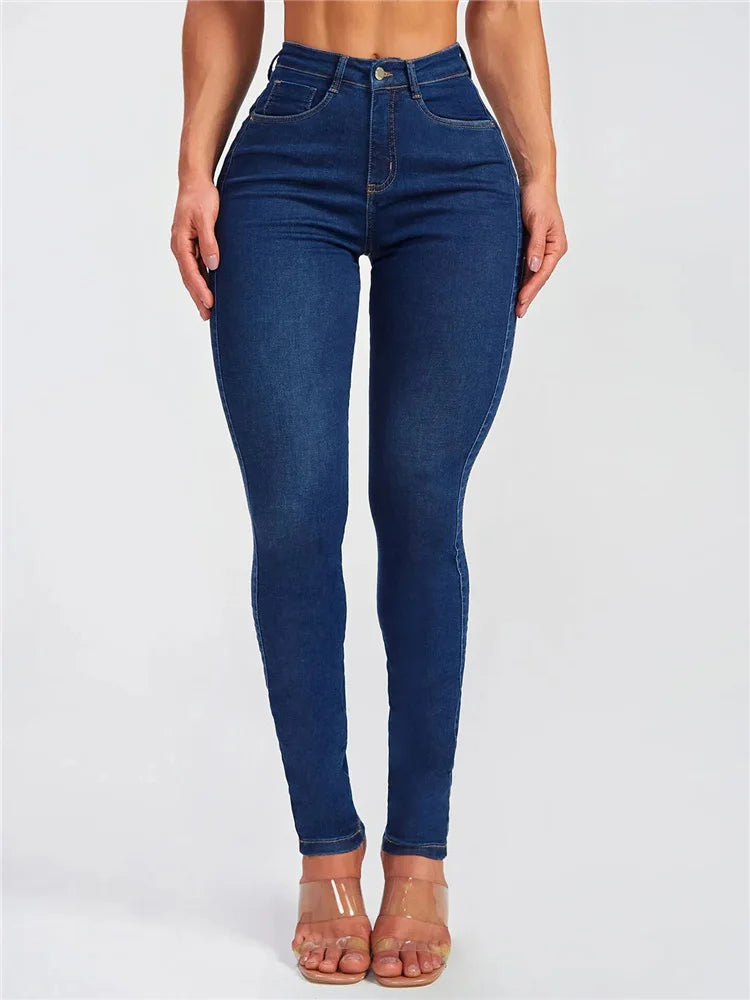 Women High Waist Stretch Skinny Hips Wrap Jeans Lady Slim Fit Classic Narrow Leg Denim Pencil Pants Y2k High Street Trousers.