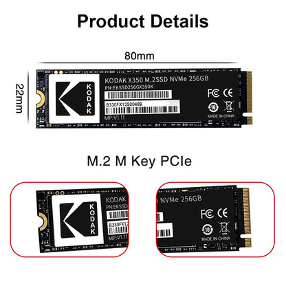 KODAK M.2 NVME SSD Gen3X4 PCIE3.0 M2 2280 Internal Solid State Hard Drive Read Speed Up to 2500MB/s for Gaming Laptop Desktop.