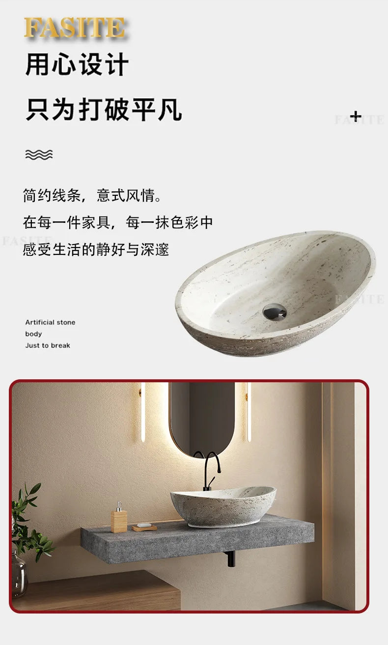 Direkt vom Hersteller integrierter Badezimmer-Haushaltsbalkon-Waschbecken Waschbecken Waschbecken Kunststein-Kunst-Tischwaschbecken