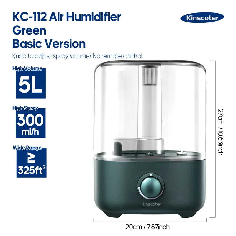 KINSCOTER 3L Air Humidifier Professional Large Capacity Home Humidifier Plant Mist Aroma Diffuser with Remote Control Timer.