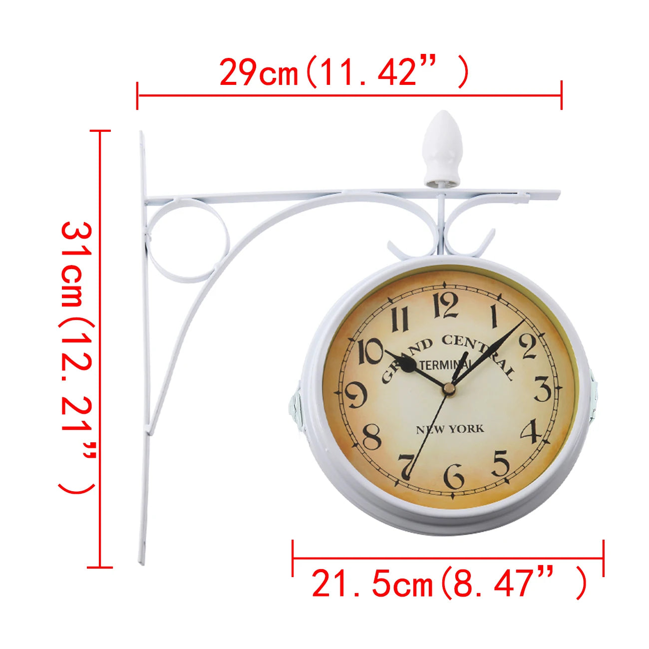 Stationsuhr Doppelseitige Wanduhr Runde Mount Wand Outdoor Garten Dekor Wanduhr Dia 25cm für Weihnachten Home Geschenke