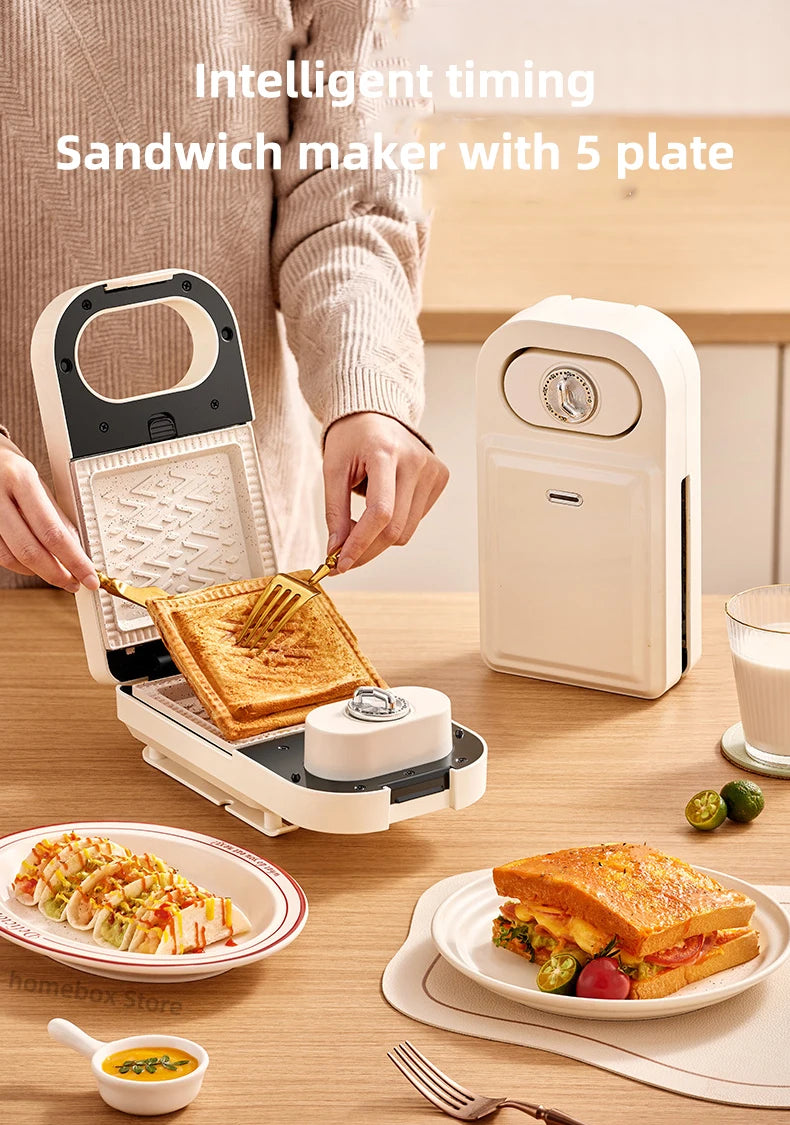 Electric Sandwich Maker Multifunctional Waffle Machine Toaster Baker Breakfast Machine Takoyaki Pancake Donuts Sandwichera 220V.