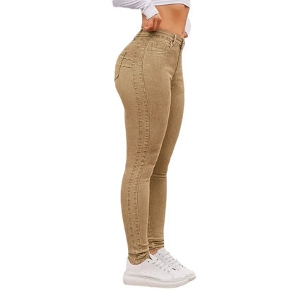 Exclusive Supply for Amazon Independent Station European and American Women's Clothing New Tight Elastic Pants Jeans  High Waist.