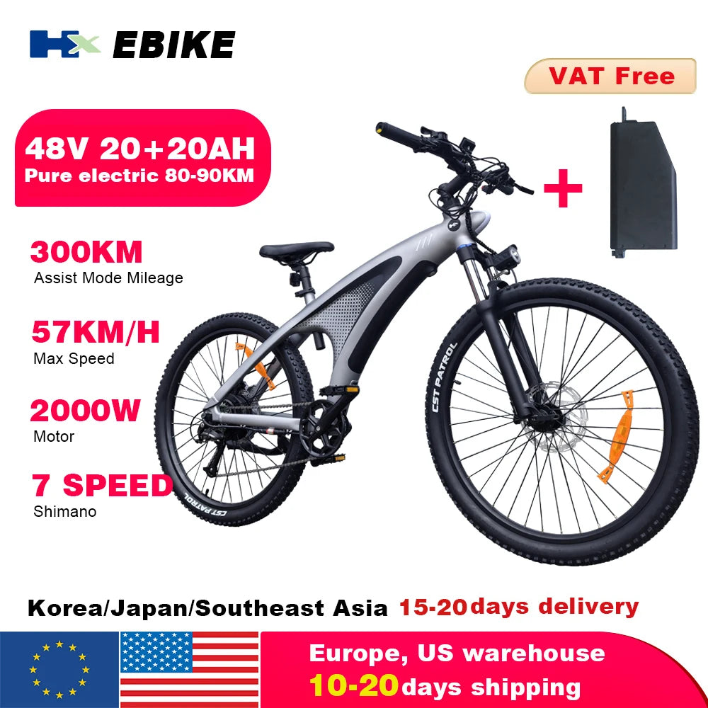 HX Q5 Ebikes 2000W Adults Electric Bike Bicycle 2000W 48V 20AH 27.5 Inch Off-Road Tire Electric E Bikes Mountain Ebike