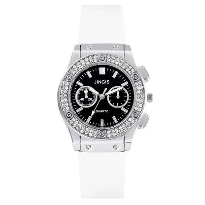 Fashion Women Watches Luxurious Brand Casual Diamond Female Rubber Quartz Wristwatches Simple Sport Clock Relogio Feminino.