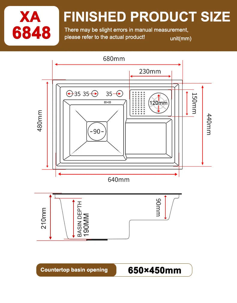 Neues abgestuftes Edelstahlspülbecken für die Küche, multifunktionale Tassenwaschbecken, Geschirrspülbecken, großes Einzelschlitz-Waschbecken