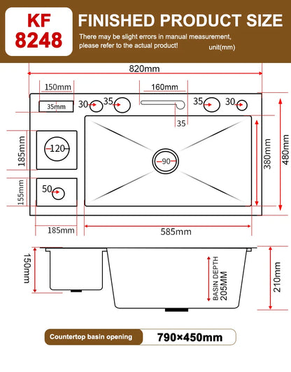 Stainless Steel Waterfall Kitchen Sink Extra Large Single Slot Oversized Sinks Digital Display  Dishwashing Basin