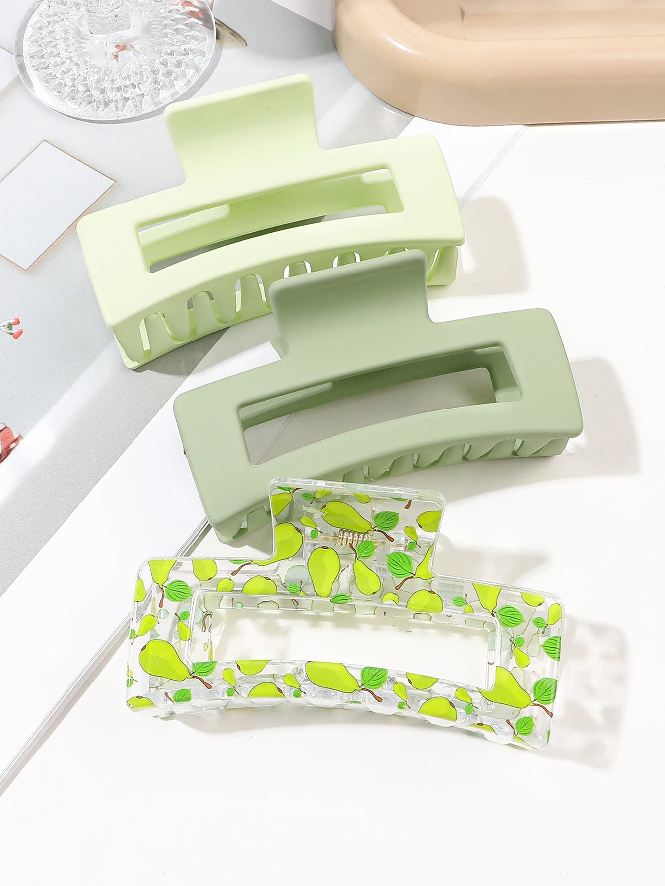 1/3/4/6 Pcs Medium Hair Claw Clips for Women Girls, Pink Strong Hold Matte Square Hair Clips for Thick Thin Hair