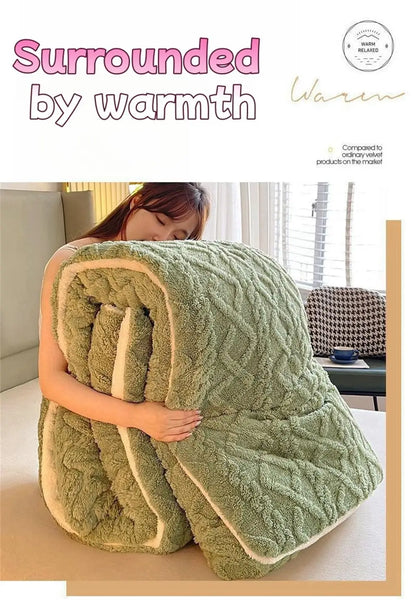 New Super Thick Winter Warm Blanket for Bed Artificial Lamb Cashmere Weighted Blankets Soft Comfortable Warmth Quilt Comforter.