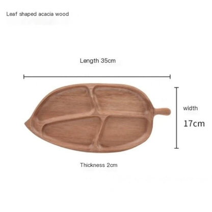 Wooden Leaf Shaped Fish Shaped Nut Tray Divided Plate Fruit Bread Pastry Tray Japanese Tableware.