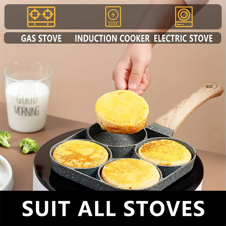 LMETJMA Egg Frying Pan Nonstick Pancake Pans 4-Cups Cookware Pancake Pan Egg Pan Suitable for Gas Stove Induction Cooker JT87.