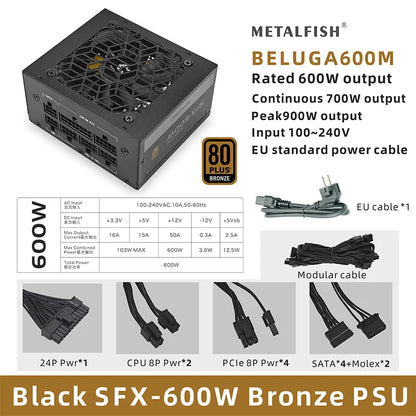 METALFISH S5 PRO 20L Computer Case Gaming PC Chassis Support MATX/ITX SFX/ATX PSU 160mm Tower /180 WaterCooling Cooler.