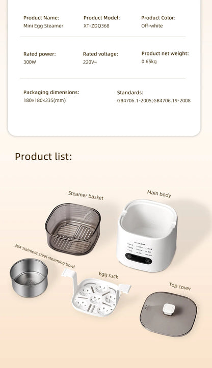 300W Electric Egg Boiler Breakfast Machine Multicooker Steamer Automatic Egg Cookers Home Egg Custard Steaming Cooker with Timer