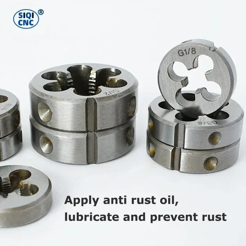LIYU Rohrgewindeform, metrische runde Matrizen, G-Schneidwerkzeug für die rechte Hand, legierter Stahl, G1/16 G1/8 G1/4 G3/8 G1/2 G5/8 G3/4 G7/8 G1''