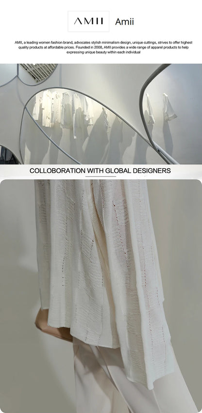 AMII Office Lady Shirt 2025 Autumn New Minimalism thick Long Sleeves Blouse Elastic Cotton Lapel Women's Clothing 12553079