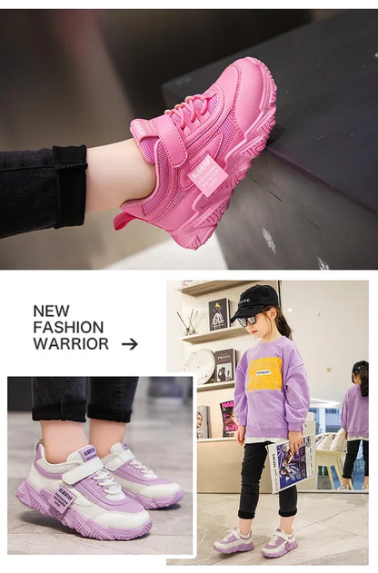 2024 New Versatile Soft Breatheable Hook & Loop White Boys and Girls Children Sneakers Cute Korean Style Uniform School Shoes