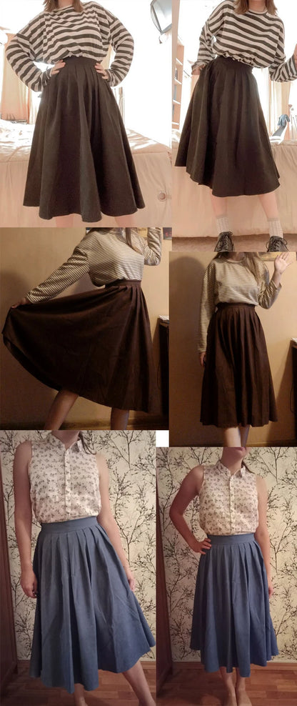 Lucyever Vintage Brown High Waist Pleated Skirt Women Korean Fashion College Style Long Skirt Ladies Autumn Casual A line Skirts.