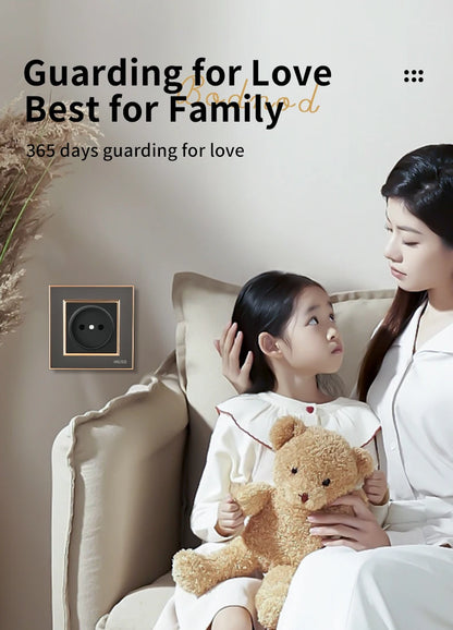 WESA EU-Standard-Spiegel-Acryl-Wandsteckdose, schwarze, flammhemmende Panel-Steckdose, 16 A, Steckdose, keine Standard-Erdung.