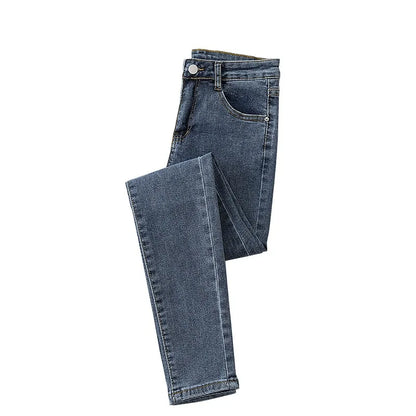 High-Waisted Slimming Jeans Women's Spring Summer New Style Outerwear Tight Fitting Elastic Waistline Legging Shoes.