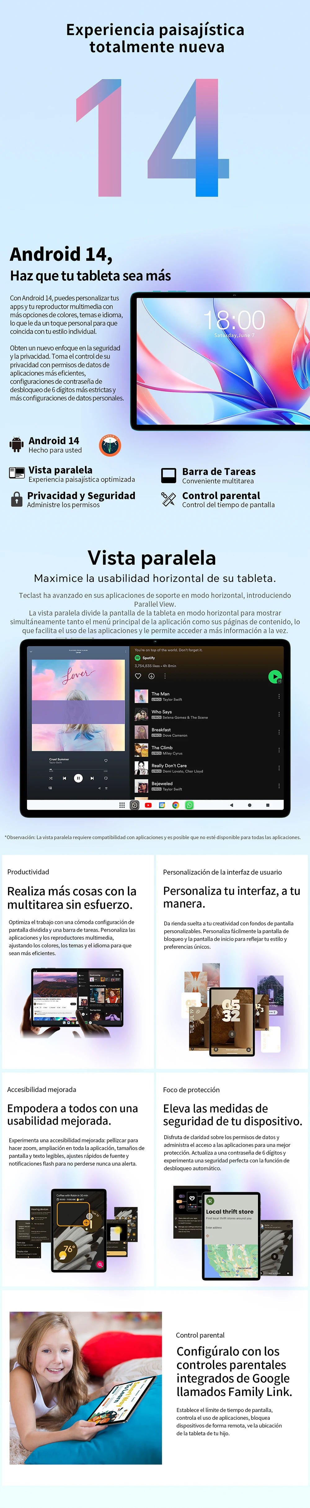 Teclast P30 Android 14 Tablet with 10.1" IPS Display, Max 12GB RAM, 128GB ROM, UNISOC T606 Octa-Core, Type-C, 3.5mm Jack, Widevine L1.