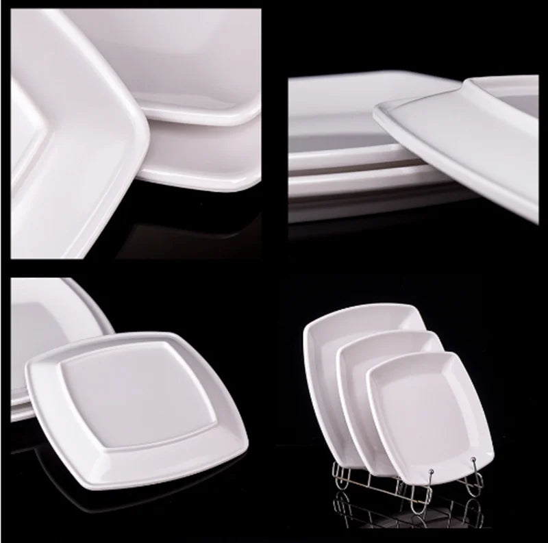 Square Melamine Dinner Plate Buffet Fast Food Trays Dishes Table Tableware Services Menu Plate Hotel Deep Side Dish Dinnerware.