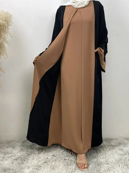 Ramadan Eid Muslimischen Abaya Dubai Luxus Spleißen Gefälschte Zwei Stücke Abayas Für Frauen Kaftan Modest Kleid Islam Kaftan Marocain Femme